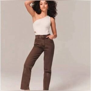 Hollister Ultra High-Rise Vintage Straight Brown Jeans